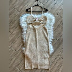 Beige Knit Midi Dress Women’s Size Medium by Pink Lily New Without Tags